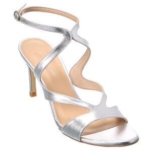 NEW Stuart Weitzman Mariposa 80 Leather Silver Cross Strap Sandal Sz 7
